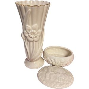 LENOX 2-piece vase + jewelry box set